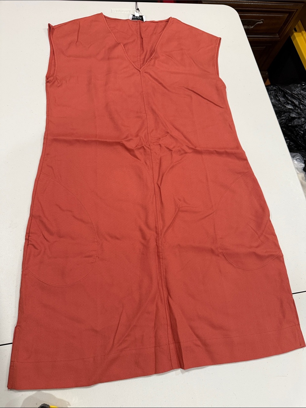 BRASS Sleeveless V-Neck Dress in Burnt Orange